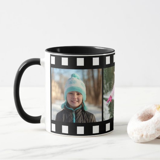 Personalisiert 3 Foto Schwarzer Film Rolle Tasse (Mit Donut)