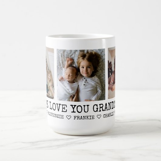 Personalisiert 3 Foto und Liebe - Herzdetails Kaffeetasse (Mittel)