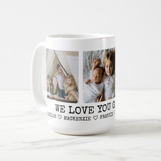 Personalisiert 3 Foto und Liebe - Herzdetails Kaffeetasse (Vorderseite Links)