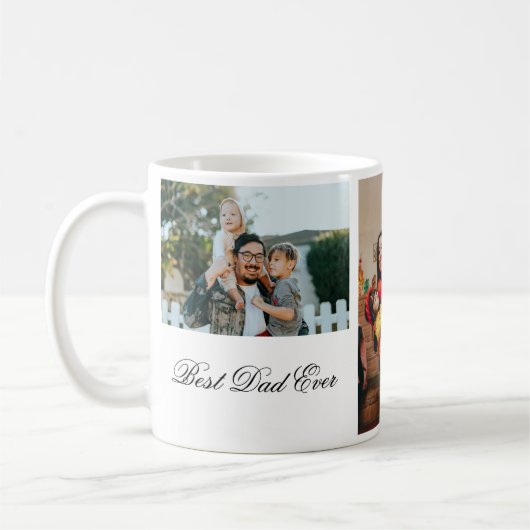 Personalisiert 3 Foto und Text weiß Kaffeetasse (Links)