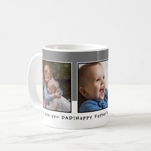 Personalisiert 3 Foto Vatertag Kaffeetasse (Vorderseite Links)