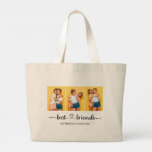 Personalisiert 3 FotoCollage Beste Freunde für imm Jumbo Stoffbeutel (Rückseite)