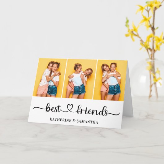 Personalisiert 3 FotoCollage Beste Freunde für imm Karte (Gelbe Blume)