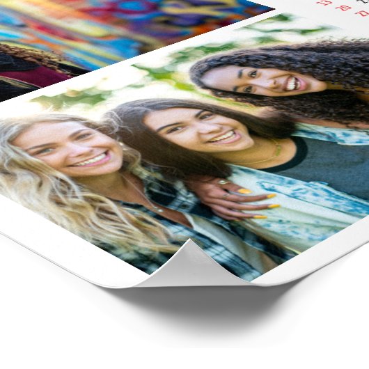 Personalisiert 3 Fotocollage Family 2025 Kalender Poster (Ecke)