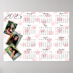 Personalisiert 3 Fotocollage Family 2025 Kalender Poster