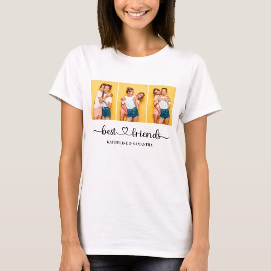 Personalisiert 3 Fotocollage Friends Basic Women T-Shirt (Vorderseite)