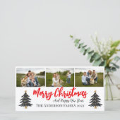 Personalisiert 3 FotoCollage mit Weihnachtsbäumen Feiertagskarte (Stehend Vorderseite)