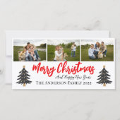 Personalisiert 3 FotoCollage mit Weihnachtsbäumen Feiertagskarte (Vorderseite)