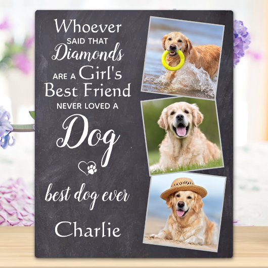 Personalisiert 3 Pet Foto Bester Freund Dog Lover Fotoplatte