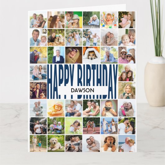 Personalisiert 40 Fotocollage Happy Birthday Karte (Vorderseite)