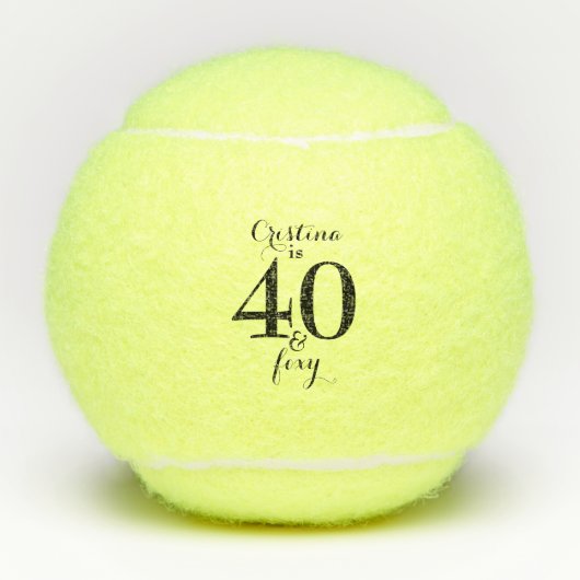 Personalisiert 40 & Foxy Tennisbälle (Vorderseite)