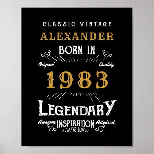 Personalisiert 40. Geburtstag 1983 Name Legendär h Poster (Vorne)