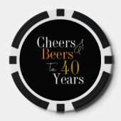 Personalisiert 40. Geburtstag Cheers Biere Black G Pokerchips (Vorderseite)