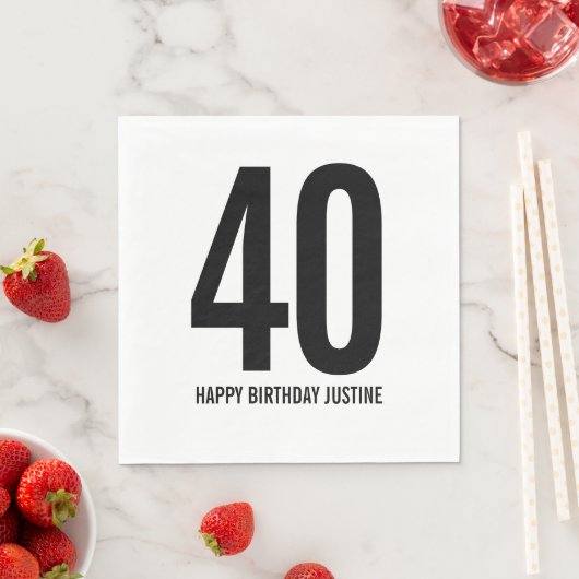 Personalisiert 40. Geburtstag Napkins Serviette (Beispiel)