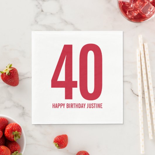 Personalisiert 40. Geburtstag Napkins Serviette (Beispiel)