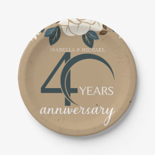 Personalisiert 40. Hochzeitstag Rustikal Pappteller