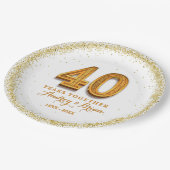 personalisiert 40. Jahrestag Pappteller (Schrägansicht)