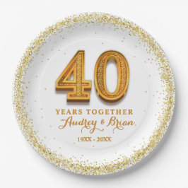 personalisiert 40. Jahrestag Pappteller