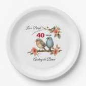 personalisiert 40. Jahrestag Pappteller (Vorderseite)