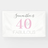 Personalisiert 40 und fabelhaft Modern Pink Birthd Banner (Horizontal)