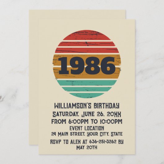 Personalisiert 40 Vintages Party Einladung (Vorne/Hinten)