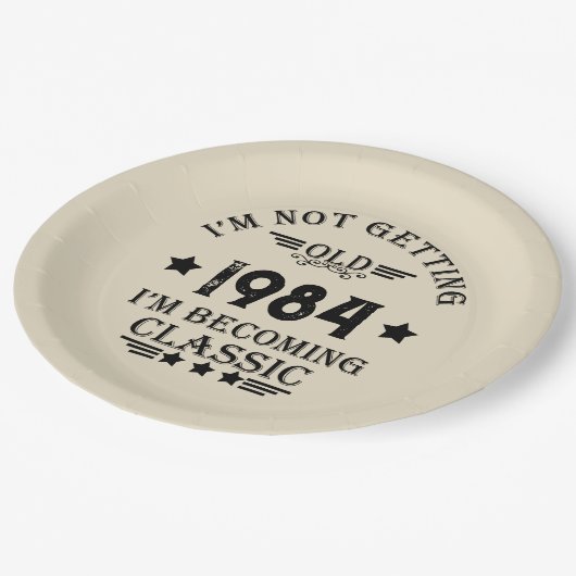 Personalisiert 40 Vintages Party Pappteller (Schrägansicht)