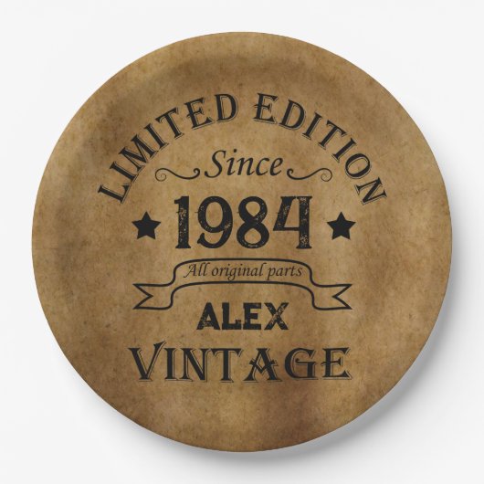 Personalisiert 40 Vintages Party Pappteller (Vorderseite)