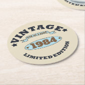 Personalisiert 40 Vintages Party Runder Pappuntersetzer (Angewinkelt)