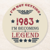 Personalisiert 40 Vintages Party Runder Pappuntersetzer (Vorderseite)