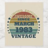 Personalisiert 40 Vintages Party Weinetikett (Einzelnes Label)