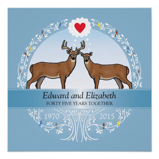 Personalisiert 45. Hochzeitstag, Buck & Doe Poster (Vorderseite)