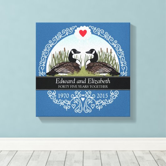 Personalisiert 45. Hochzeitstag, Gänse Leinwanddruck (Insitu (Holzboden))