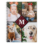 Personalisiert 4 Collage Red Kariert Monogram Notizblock (Vorderseite)