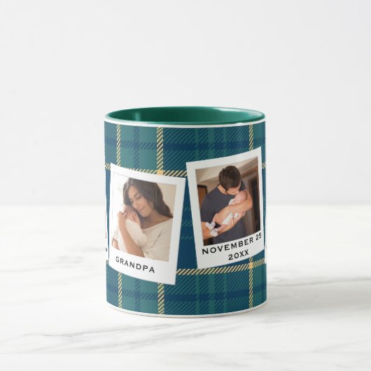 Personalisiert 4 Foto für Großvater Kariert Tasse (Zentrum)