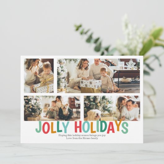 Personalisiert 4 Foto Jolly Feiertage Weihnachten (Stehend Vorderseite)