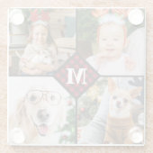 Personalisiert 4 Foto Monogramm Rotes Buffalo Kari Glasuntersetzer (Rückseite)