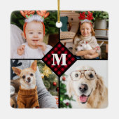 Personalisiert 4 Foto Monogramm Rotes Buffalo Kari Keramikornament (Rückseite)