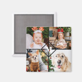 Personalisiert 4 Foto Monogramm Rotes Buffalo Kari Magnet (Vorderseite/Rückseite)