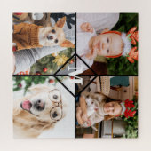 Personalisiert 4 Foto Monogramm Rotes Buffalo Kari Puzzle (Horizontal)