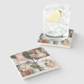 Personalisiert 4 Foto Monogramm Rotes Buffalo Kari Steinuntersetzer (Seitenansicht)