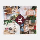 Personalisiert 4 Foto Rotes Buffalo Kariert Monogr Fleecedecke (Vorderseite (Horizontal))