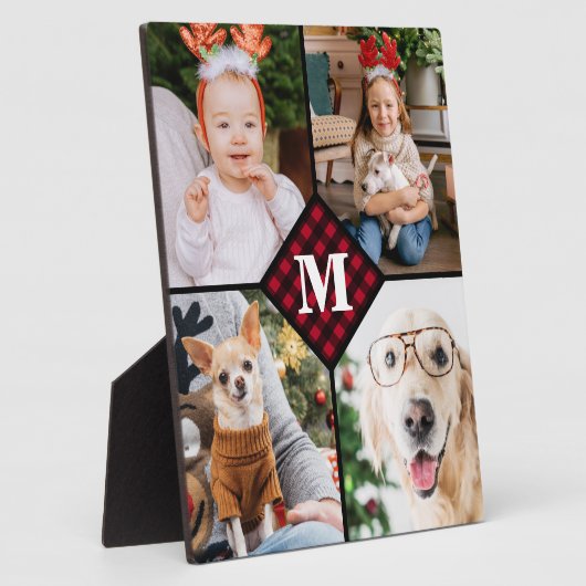 Personalisiert 4 Foto Rotes Buffalo Kariert Monogr Fotoplatte (Seite)