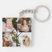 Personalisiert 4 Foto Rotes Buffalo Kariert Monogr Schlüsselanhänger (Rückseite)