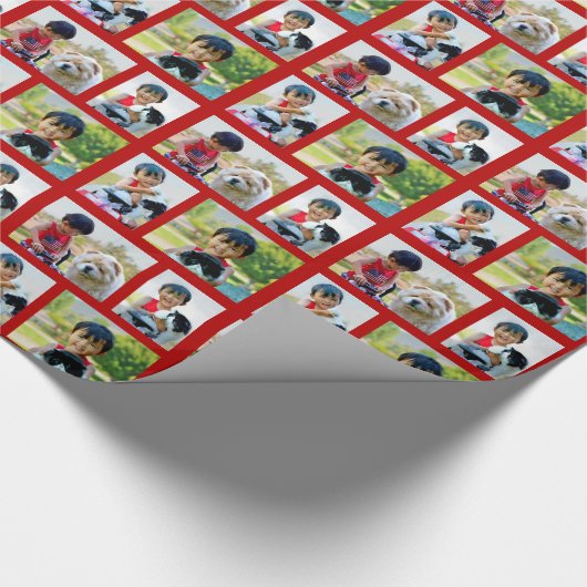 Personalisiert 4 FotoCollage Custom Christmas Geschenkpapier (Ecke)
