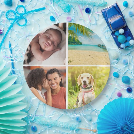 Personalisiert 4 FotoCollage Custom Pappteller (Party)