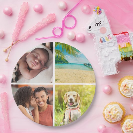 Personalisiert 4 FotoCollage Custom Pappteller (Party)