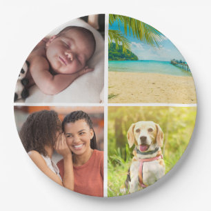 Personalisiert 4 FotoCollage Custom Pappteller