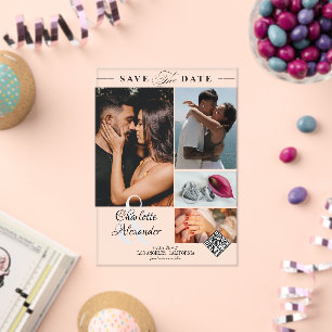 Personalisiert 4 Fotocollage Hochzeit speichern Si Acryleinladungen