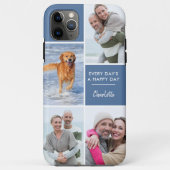 Personalisiert 4 Fotocollage positives Zitat blau Case-Mate iPhone Hülle (Rückseite)
