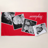 Personalisiert 4 Fotolack Filmstreifen rot Strandtuch (Vorderseite)